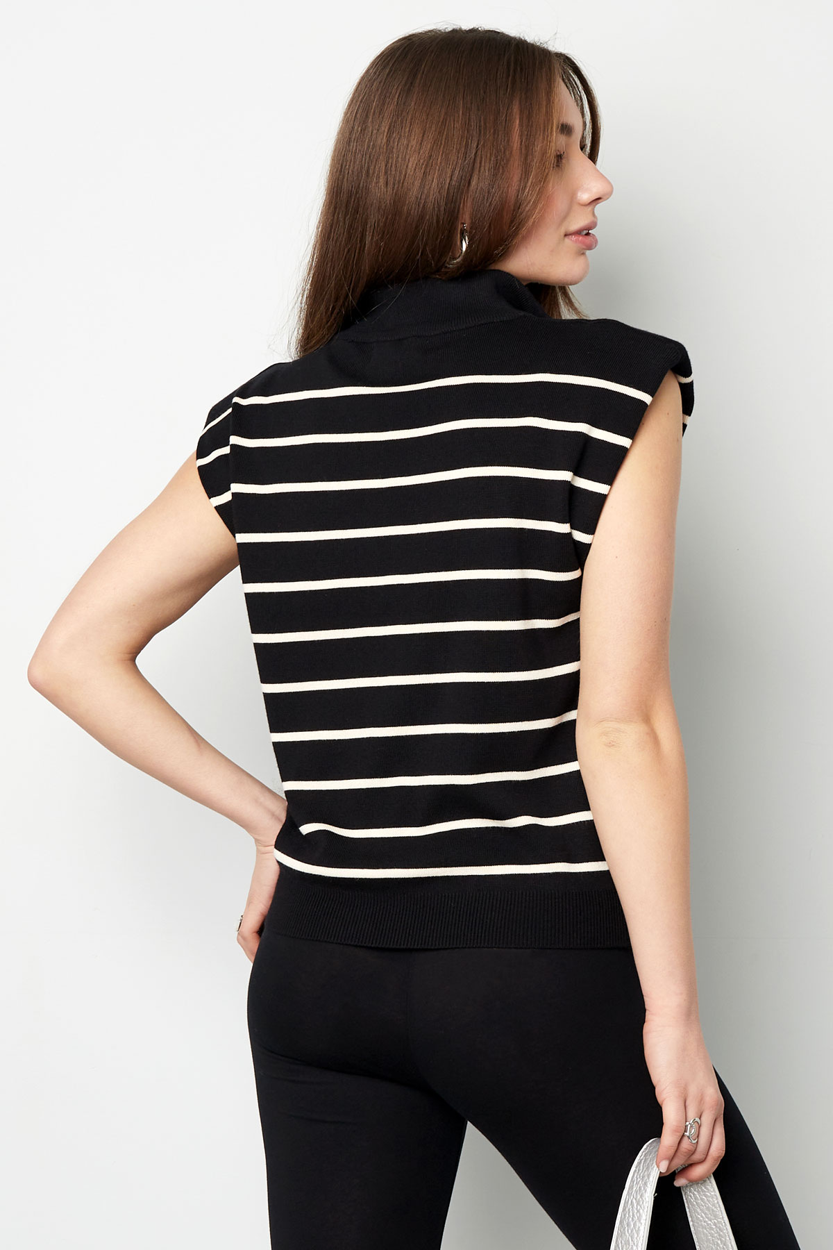 Striped spencer with zipper - black and white h5 Picture10